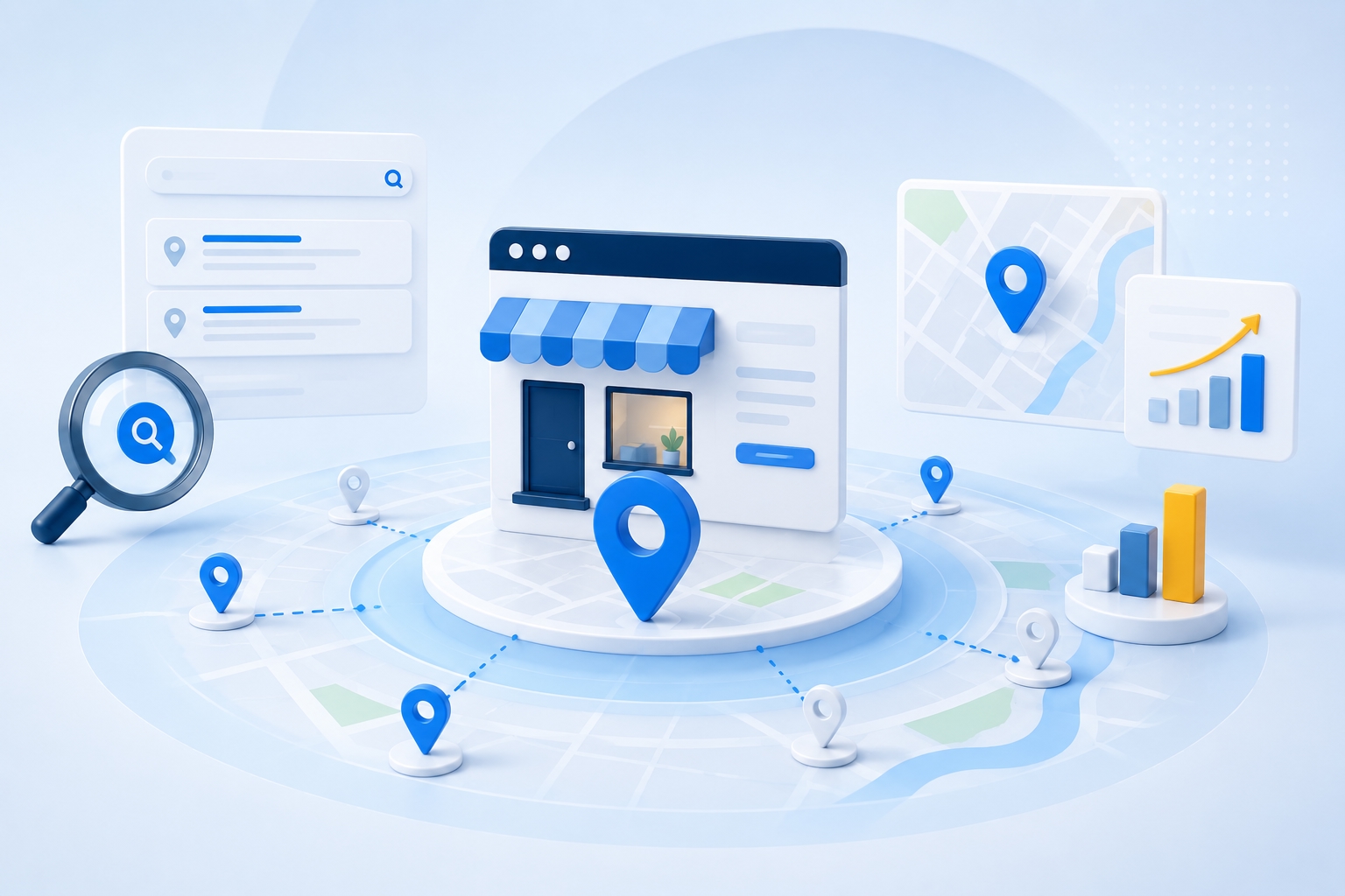 Webtify legt uit wat Lokale SEO is, met deze afbeelding visualiseren we wat lokale SEO precies is.