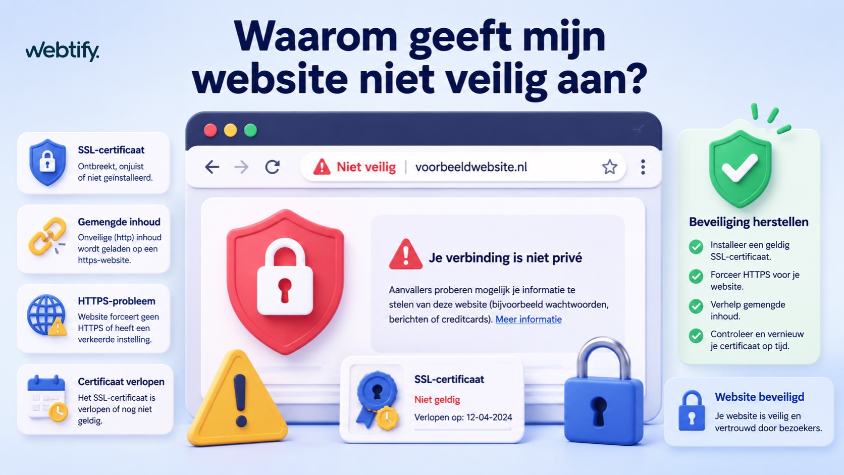Illustratie voor blog: Waarom geeft mijn website niet veilig aan?