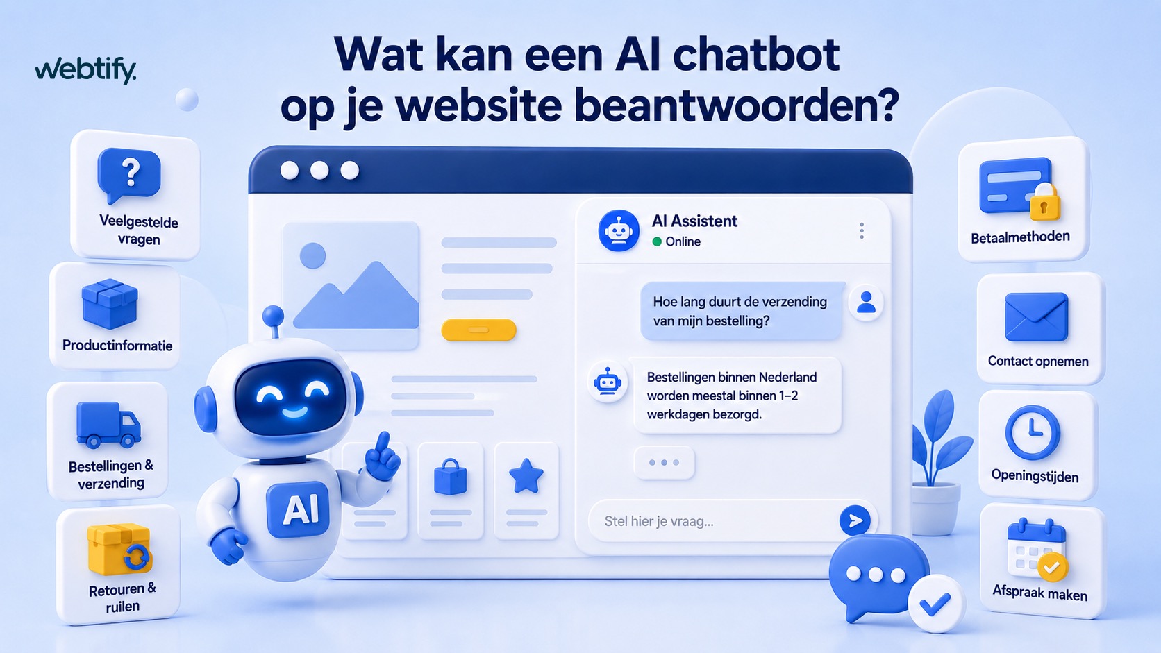 Illustratie voor blog: Wat kan een AI chatbot op je website beantwoorden?
