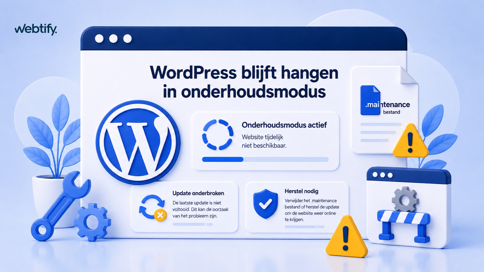 Illustratie voor blog: WordPress blijft hangen in onderhoudsmodus