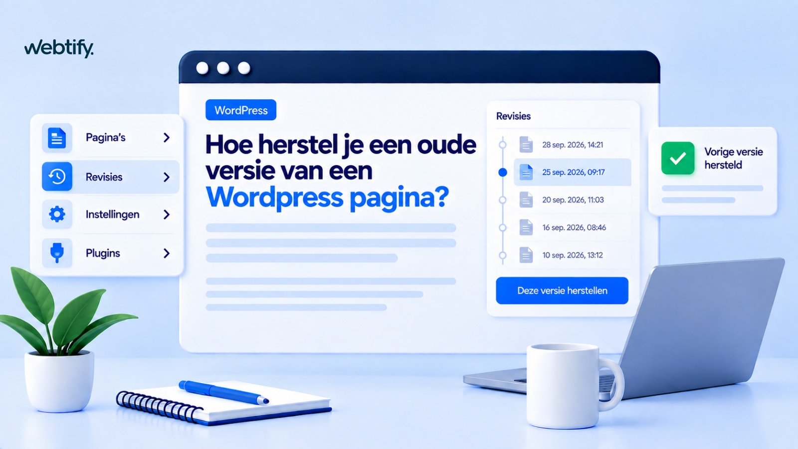 Illustratie voor blog: Hoe herstel je een oude versie van een WordPress Pagina