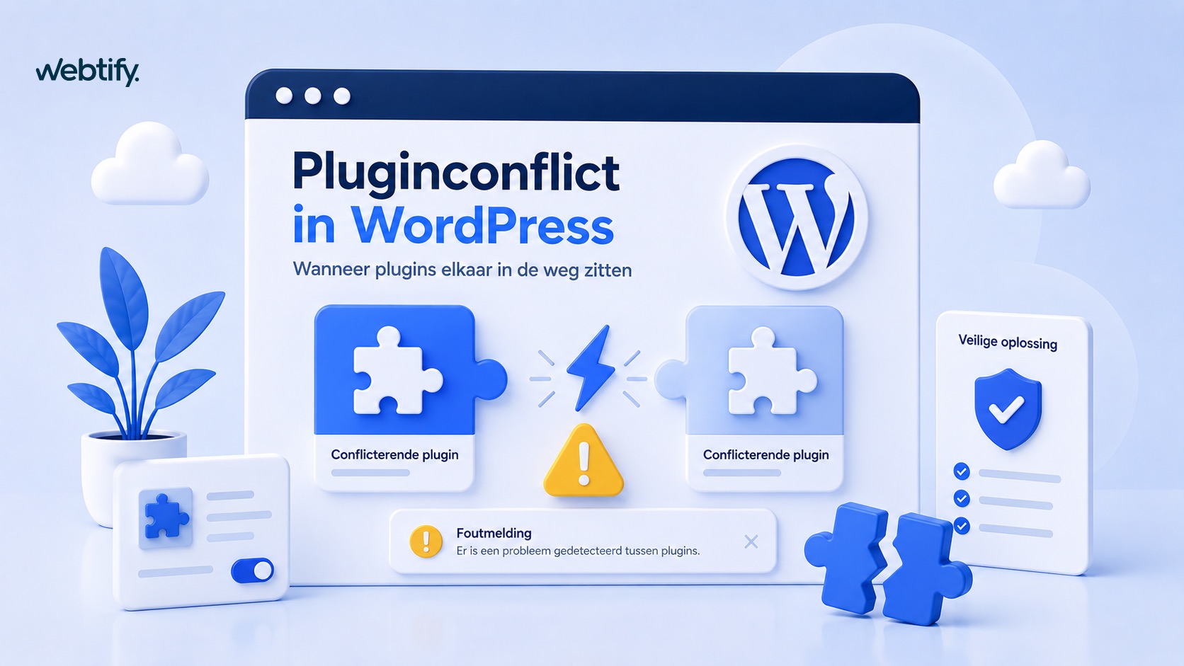 Illustratie voor blog: Plugin conflict in WordPress