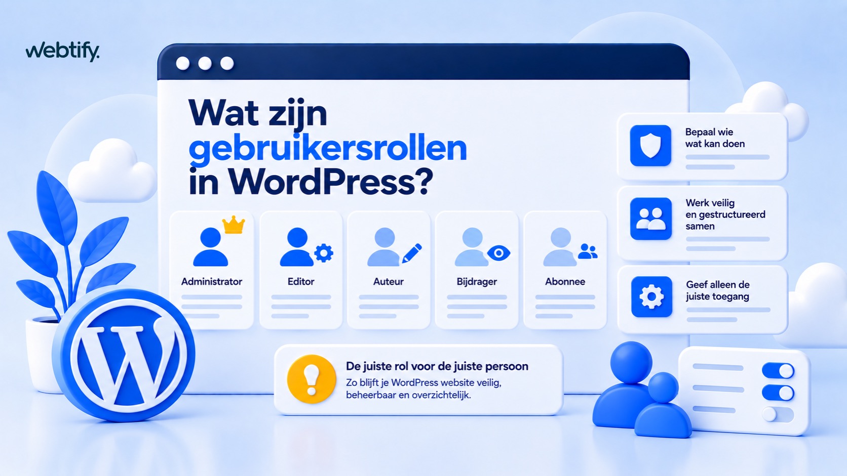 Illustratie voor blog: Wat zijn gebruikersrollen in WordPress?